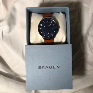 Men's Skagen Grenen Brown Leather Watch